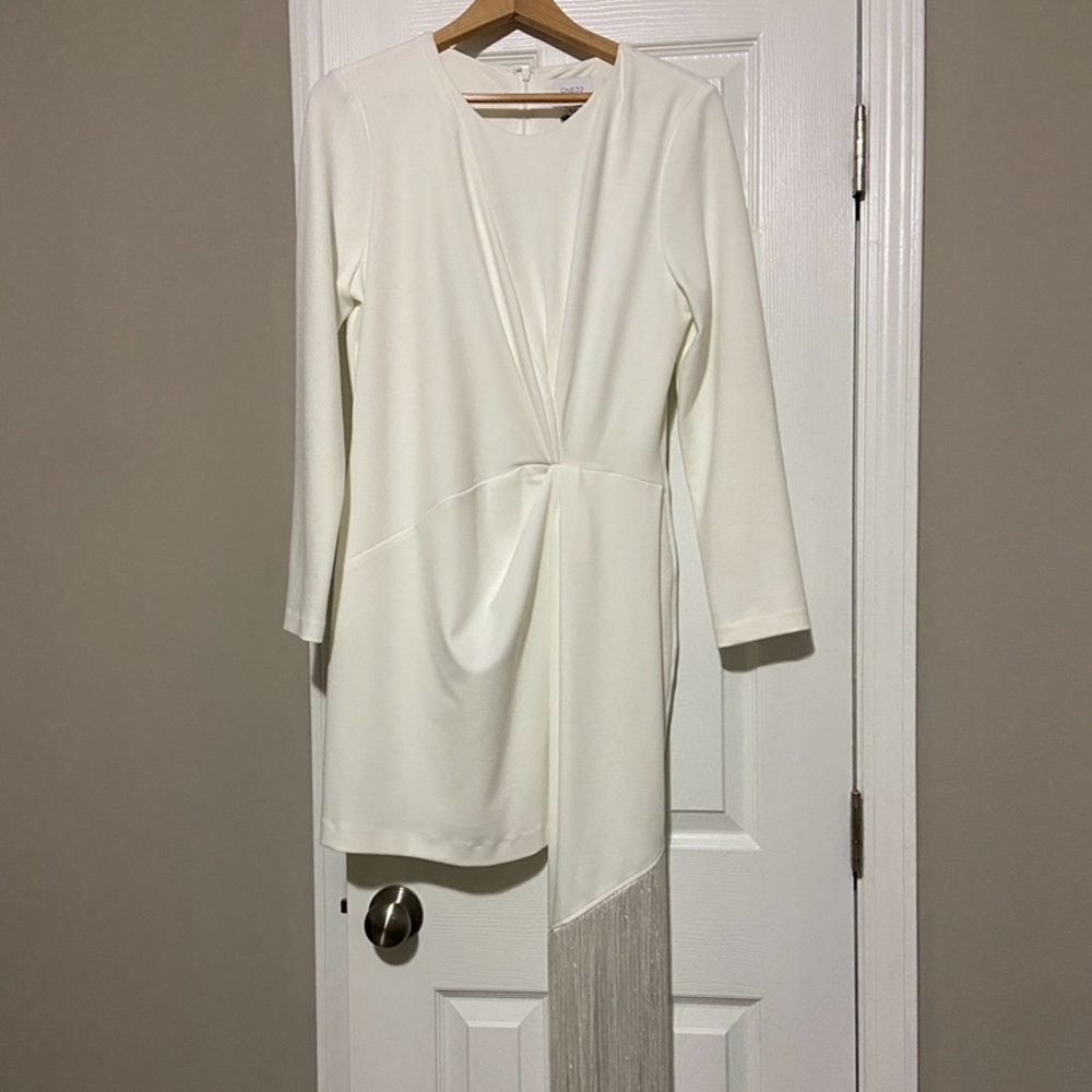 White asymmetrical dress from BHLDN / Anthropologie. Eline Dress.